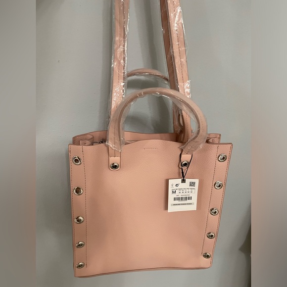 Zara Squared Shopper with Metal Ring Trim 
color: Pink - Picture 7 of 7